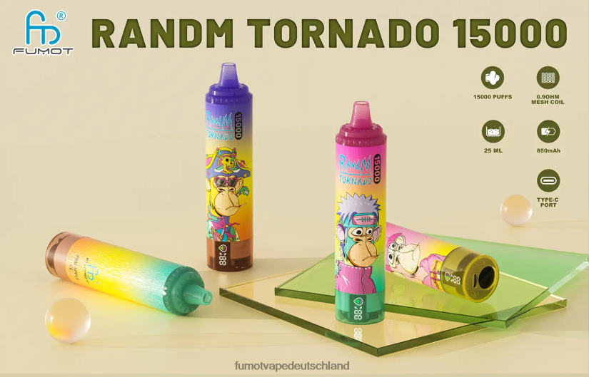 Fumot Deutschland - Fumot Tornado 15000 Einweg-Vaporizer 25 ml (1 Stück) BF6N4P171 Gummibär