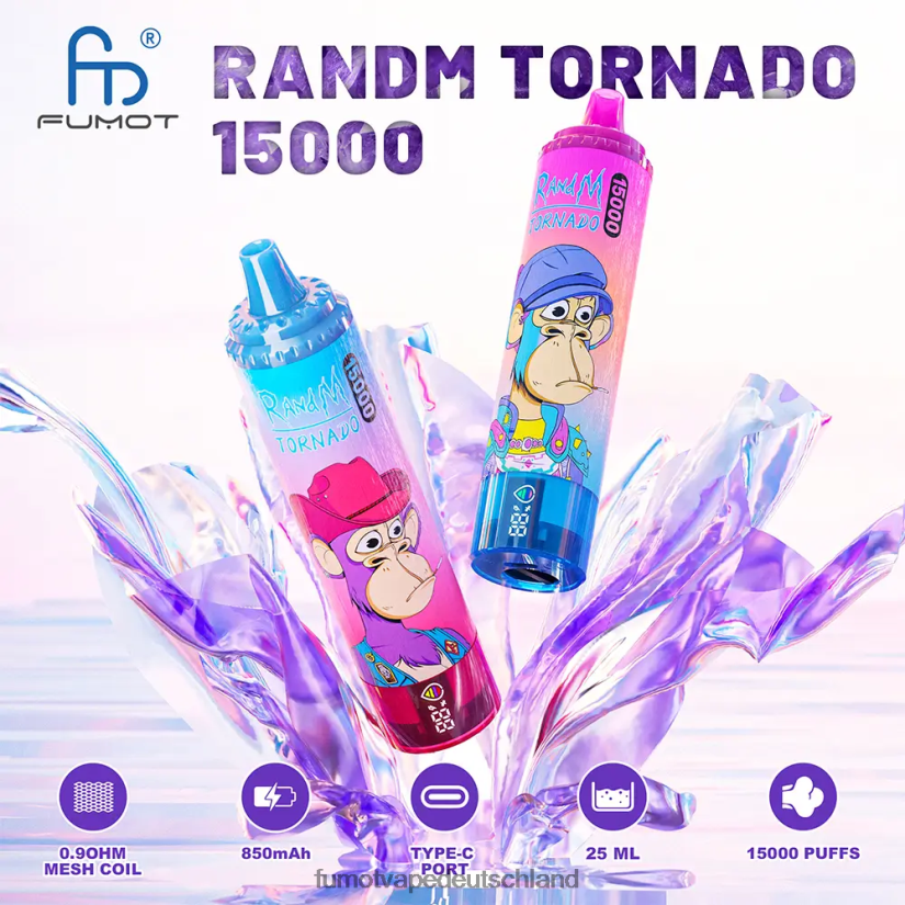 Fumot Vape Deutschland - Fumot Tornado 15000 Einweg-Vaporizer – 25 ml (1 Stück) BF6N4P172 Eis am Stiel